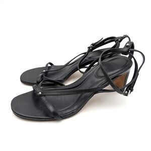 Vince Marilyn Ankle Strap Heel Sandal Open Toe Women's Black Size US7.5M EU38